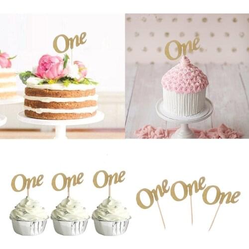 5/10pcs Baby One Year Old Party Cupcake Toppers First Birthday Party Anniversary Decorations Boy Girl 1st Birthday Supplies