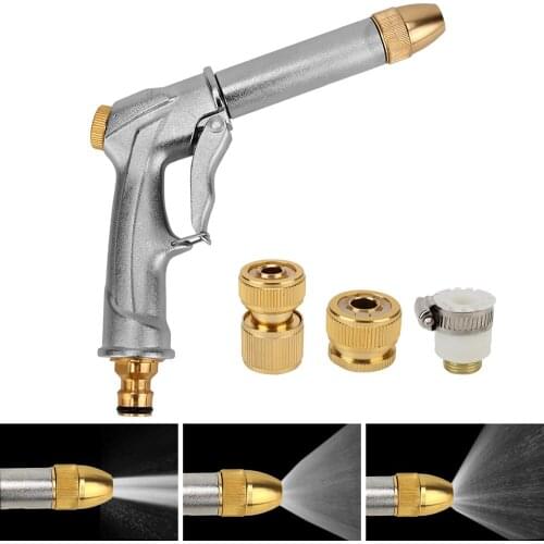 Car Water Gun Plated Copper High Pressure With 3 Connector Multi Water Spray Modes Adjustable Portable For Car Garden Cleaning