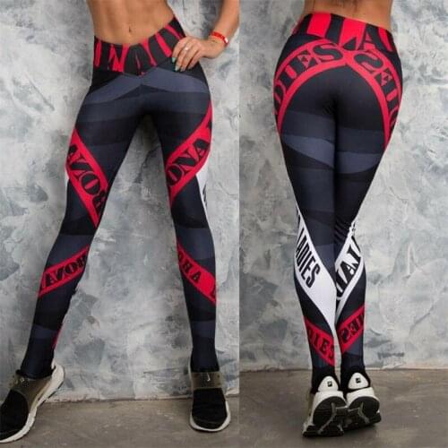 Women 3D Letter Print Sexy Fitness Pants Slim Skinny Workout Leggins High Waist Active Elastic Sporting Leegings Trousers 2021
