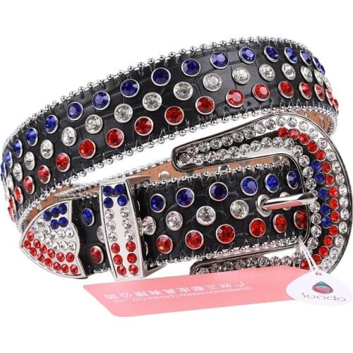 Goth Jeans Waist Belt Colorful Rhinestone Belt Buckle Men Waist Adjustable Fashion Crystal Studded Belt Cintos Femininos De Luxo