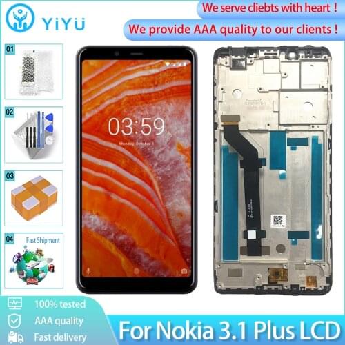 6.0" Original For Nokia 3.1 Plus TA-1113 TA-1115 LCD Screen Display With Touch Glass Digitizer Assembly With Frame Replacement