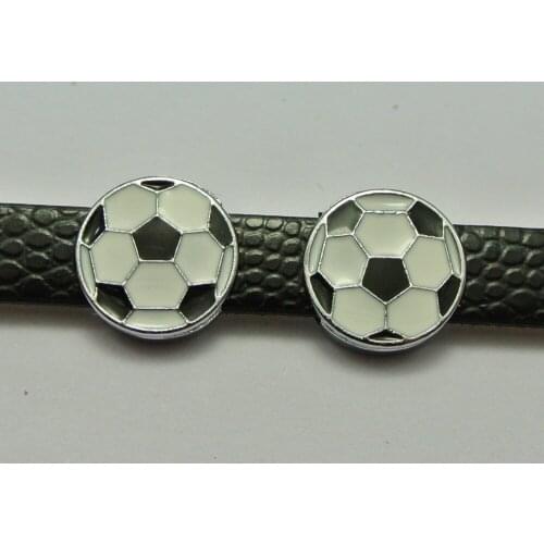 10 Alloy Enamel Soccer Ball Slide Charms Fit 8mm Wristband Belt Pet Collar