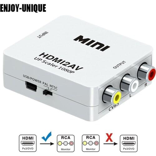 1080P HDMI to AV HDMI to 3RCA Composite CVBS Video Audio Converter Adapter Support PAL/NTSC for PC Laptop Xbox PS4 PS3 DVD