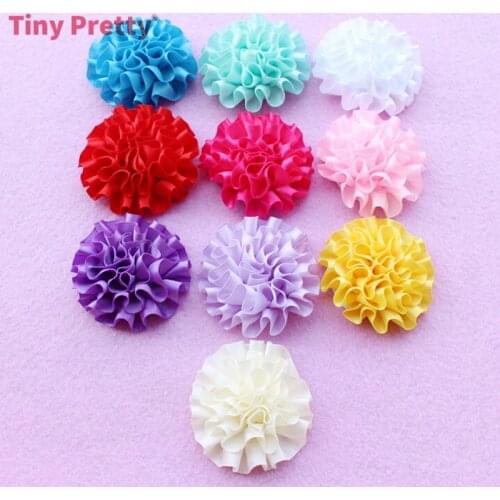 20PCS Handmade Satin Ribbon Rosette Flowers 2" Carnation Flowers for Baby Shower Headband, Hair Clips, DIY Craft Supply