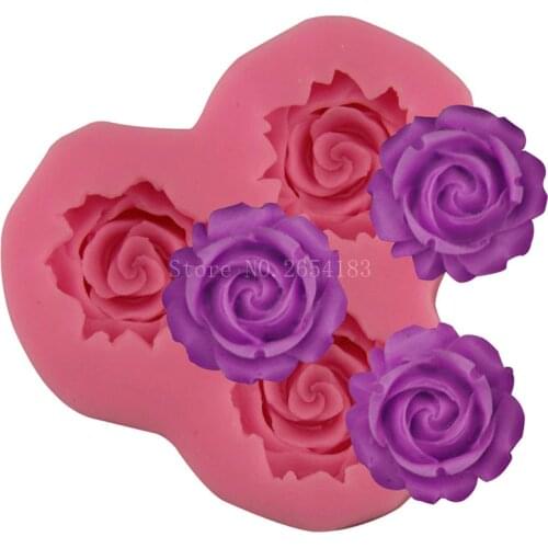 3 hold Rose Flower Silicone Fondant Soap 3D Cake Mold Cupcake Jelly Candy Chocolate Decoration Baking Tool Moulds FQ3132