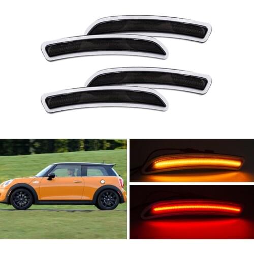 4PCs Smoked Front Amber Rear Red Led Fender Side Marker Lights For Mini Cooper F55 F56 F57 2014 2015 2016 2017 2018 2019