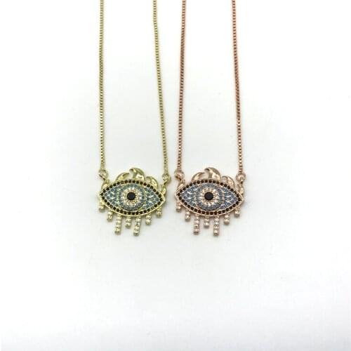 5pcs/lot Popular Jewelry Delicate Cubic Zirconia Micro Pave Eye Pendants Necklaces