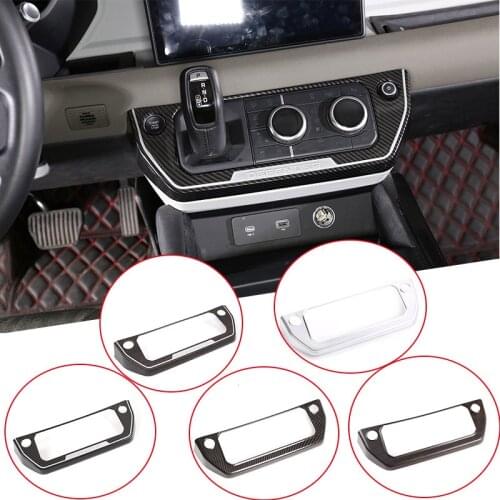 ABS Chrome Oak Grain Carbon FiberFor Land Rover Defender 110 130 2020 Car Center Console Air Conditioning Mode Button Frame Trim