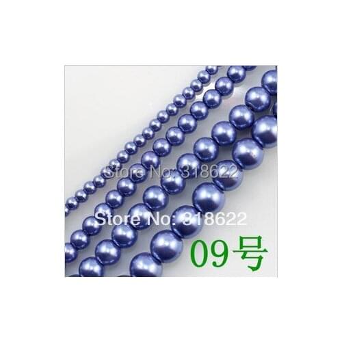Free Shipping+4mm/6mm/8mm/10mm/12mm/14mm/16mm #09 Glass Pearl Loose Round Beads for Jewelry Decoration