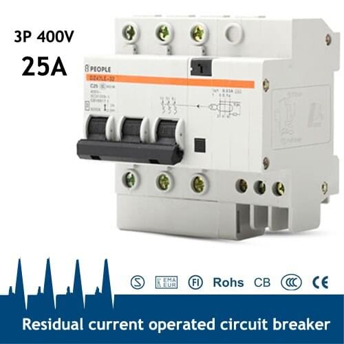 CE certificated 3P+N 25A residual current circuit breaker rccb