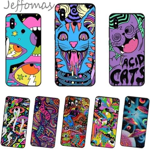 Colourful Psychedelic Trippy Art Phone Case For Xiaomi Redmi Note 4 4x 5 6 7 8 pro S2 PLUS 6A PRO