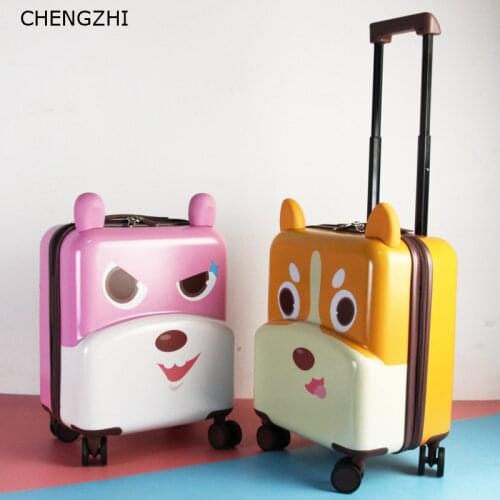 CHENGZHI 17 inch Cute Cartoon Children Rolling Luggage Spinner Suitcase Wheels Student Cabin Trolley Luggage For Kids