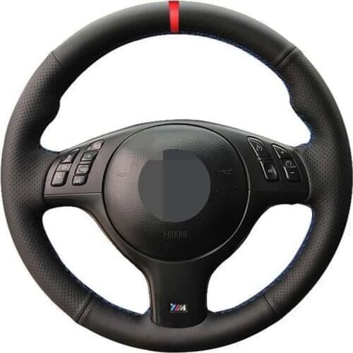 Car Steering Wheel Cover Soft Black Genuine Leather For BMW M Sport E46 330i 330Ci E39 540i 525i 530i M3 E46 M5 E39