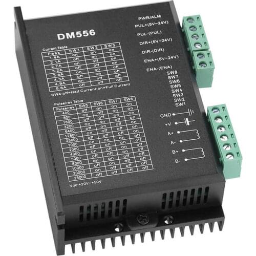 DM556 2-phase Stepper Motor Driver 42/57 Stepping Motor Controller 24V-50V DC8 Level Output Current Step Steeper Motor Driver