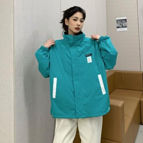 Two-sided wear jacket 2021 new Korean style loose Hong Kong style double-sided wear student assault windbreaker ins tide