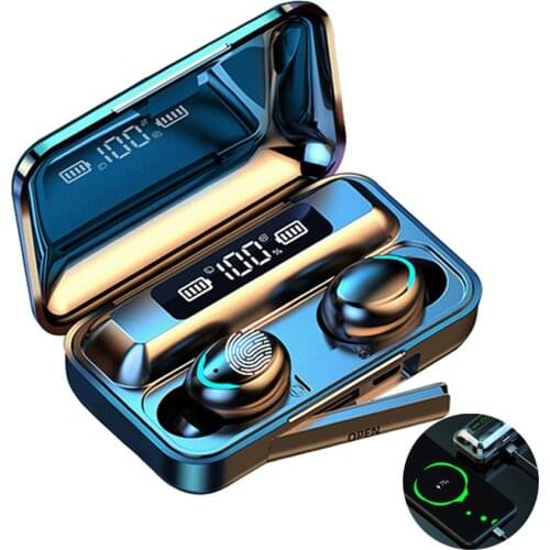 F9-5 TWS Earphones Wireless BT 5.0 Chargeable Stereo Sound Earbuds Waterproof Touch-control Headset for Android/iOS/PC Tablet