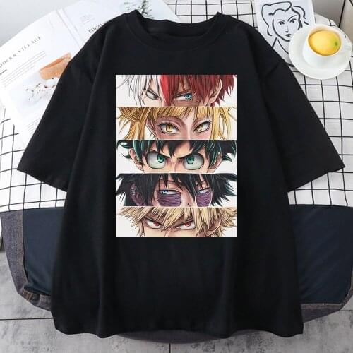 Anime My Hero Academia Eyes T Shirt Harajuku Summer Short Sleeve Male Hip Hop T-shirt