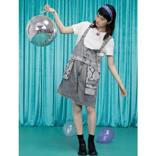 IRINACH443 Spring Summer 2021 Original Design New Arrivals Loose Short Denim Jumpsuits Women