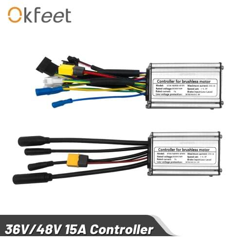 Okfeet KT Controller Ebike 250W Motor 36V 48V 15A Sinewave Controller Waterproof SM Cable for Electric Bicycle Conversion Kit