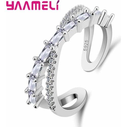 Best Quality Shiny Cz Stone Wedding/Engagement Ring for Women 925 Sterling Silver Adjustable Ring Jewelry for Bridal