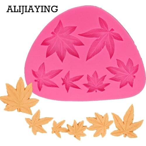 M0759 1Pcs Maple Leaf Silicone Mould For Cake Decoration Molds Leaves Fondant 3D Silicone Mold Rubber dessert decorators moulds
