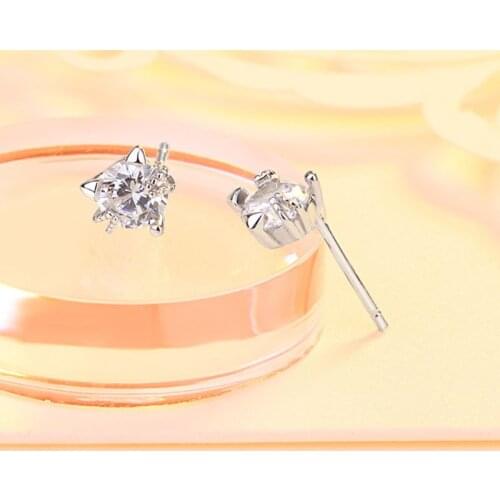 Animal Kitten Cat Cute Cubic Zircon Mini Stud Earrings Teen Girl Gifts Jewelry E56A