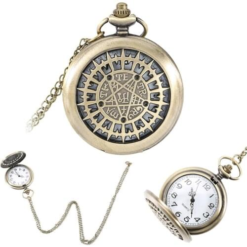 Fashion Five-pointed Star Compass Dial Quartz Pocket Watch Analog Pendant Necklace Chain Clock Gifts LXH