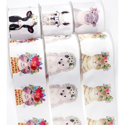 Cartoon Grosgrain/Satin Ribbon Animals Printed Ribbon For Crafts Decoration Bow 10Yards 46541
