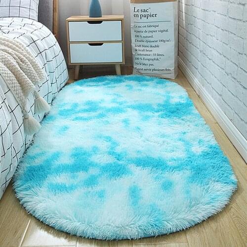 Soft Faux Fur Area Rug Carpets Living Room Long Plush Oval Carpet Artificial Wool Sheepskin Shaggy Rugs Floor Mat For Bedroom