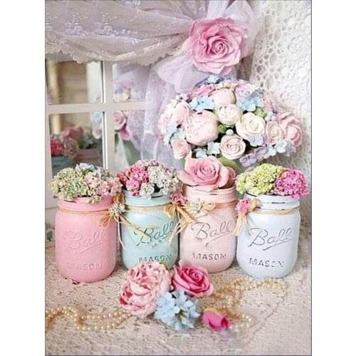 Flower Rose DIY Cross Stitch Embroidery 11CT Kits Needlework Craft Set Printed Canvas Cotton Thread Home Dropshipping