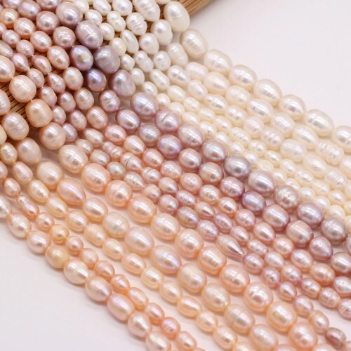 Natural Freshwater Pearl Rice-shaped A Grade, Purple, Pink, White Color Pearls of Various Specifications DIY Jewelry Making