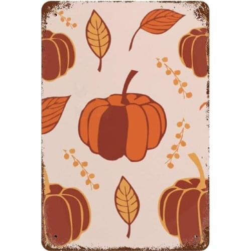 NoBrands Vintage Retro Metal Tin Sign Wall Decor Art Abstract Art Thanks Giving Pumpkin Fruit Home Decor Plaque Poster Man Cave