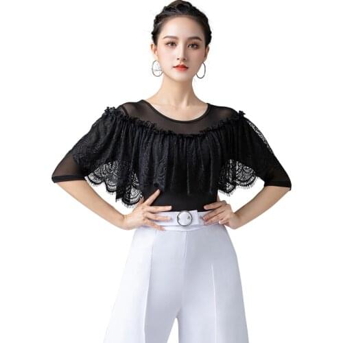 Newest !! Woman Latin dance clothing adult new Latin dance national standard practice Shirt Latin Top