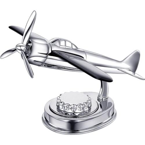 New Arrival Home Ornament Creative Solar Energy Aromatherapy Aircraft Zinc Alloy Rotate Aircraft Decoration Kid Gift