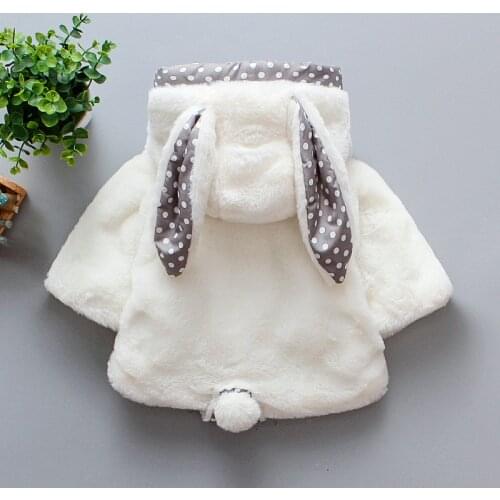 Newborn Baby Girl Clothes Autumn Winter Warm Fur Cape Infant Snowsuit Kids Jacket Cute Rabbit Ear Hooded Christmas Princess Coat