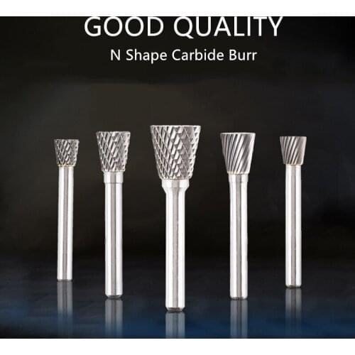 N Style 20 Degree Inverted Taper Shape Tungsten Carbide Burr File with 6mm Shank dia For Woodworking Tool