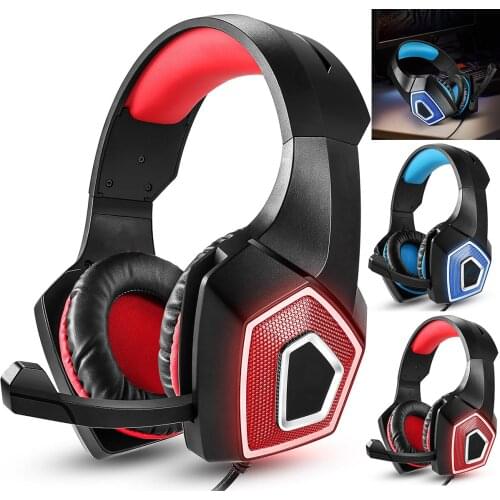 PS4 Wired Gaming Headset Over-Head Stereo Gamer Headphone With Mic and LED Light For Xbox One Switch PC phone