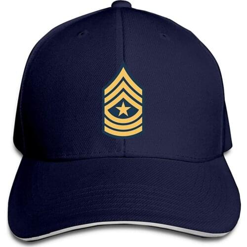 Hats For Men Women Army Sergeant Major E-9 Rank Insignia Adjustable Baseball Caps Vintage Sandwich Cap