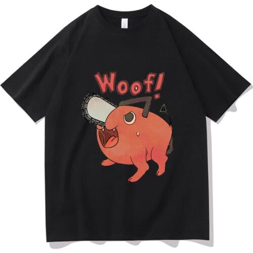 Cute Funny Chainsaw Man Pochita Print Tshirt Men Harajuku Tee New Summer Unisex T Shirts Kawaii Style T-shirt