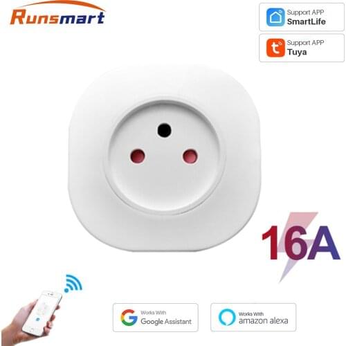 16A Smart Socket Israel Standard Tuya Wifi Plug Smart App Remote Control Voice Control and Google Home Alexa