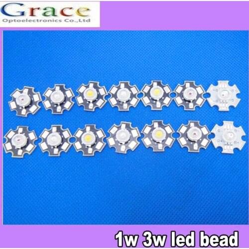 100pc 1W 3W High Power LED light emitter, Red, Green, Blue, Yellow, white(neutral White), Warm White, Cool White Colors led