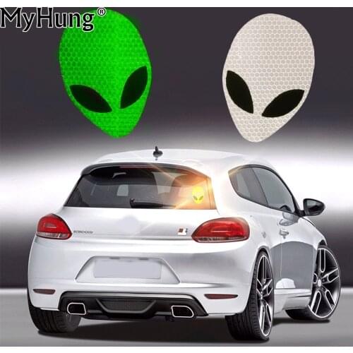 10x7cm Safety Mark Reflective Tape Stickers Alien Shape Decals Cartoon Car Sticker Auto Accessories For Bmw Warning Tape 2pcs