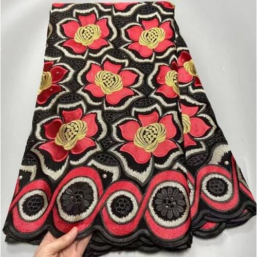 High Quality African Tissu Plain Colors 100% Cotton Stones Lace Dry Swiss Voile Fabrics Embroidery In Switzerland 5Yard For Wear