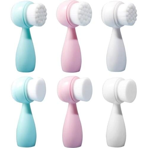 Facial Cleaning Brush Scrubber Silicone Manual Dual Face Wash Brushes for Deep Pore Exfoliation Makeup Massaging