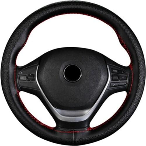 4 Colors Universal Steering Wheel Cover Embossed Hand Braid MicroFiber Leather Anti-slip sweat Thread Fit For 38cm Diameter