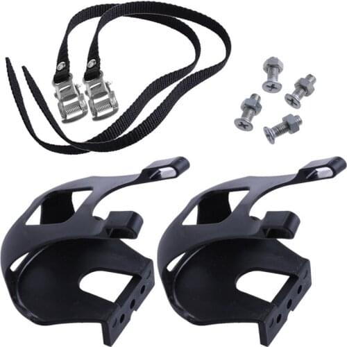 Cycling Road Bike Mountain Bike Black Toe Clips With Straps for Bicycle Pedal