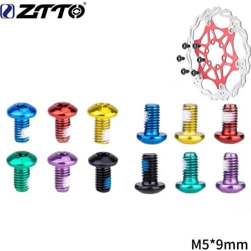 ZTTO 12Pcs MTB Bike Alloy steel Color non-slip Brake Disc screw Bicycle M5x9mm Disk Brake Rotor Bolts T25 Torx Screws Bike parts