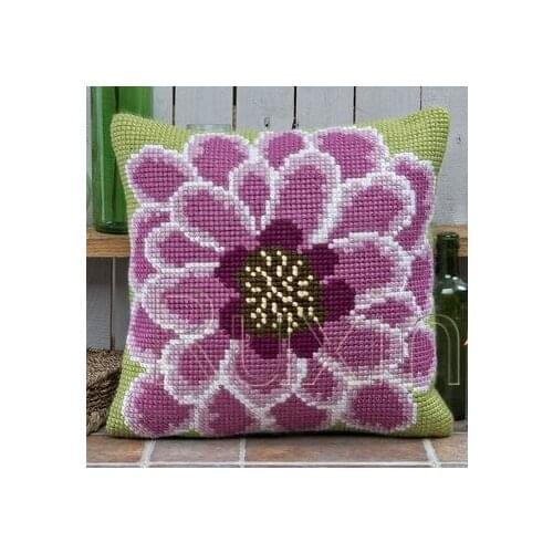 Latch Hook kits Pillow purple Diy Handmade Printed Canvas Cushion Flower Kits DIY Unfinished accessories