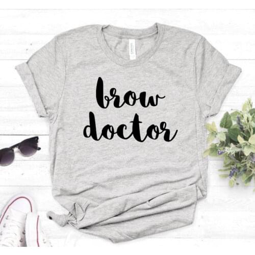 Women T Shirt Brow Doctor Letters Print Tshirt Women Short Sleeve O Neck Loose T-shirt Ladies Summer Causal Tee Shirt Clothes