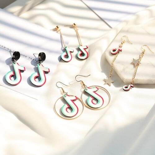 Music Note Internet Celebrity Earrings Acrylic Music Stud Long Tassles Dangles Women Fashion Jewelry Valentines Day Gift